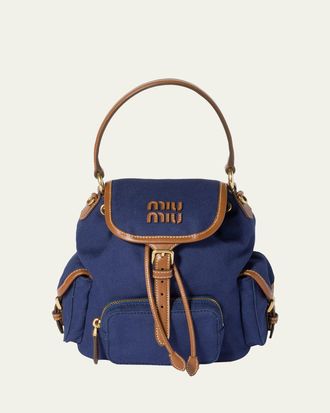 Miu Miu Cotton Canvas Drawstring Backpack