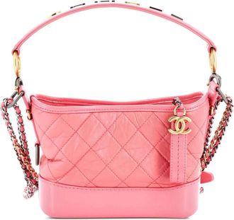 Chanel Gabrielle with Logo Handle Quilted Aged Calfskin Small hobo bag - Roze