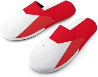Generic Italy And Denmark Flag Mens Slippers Flannel Warm House Shoes with Rubber Anti-Slip Sole Slip On for Home Outdoor