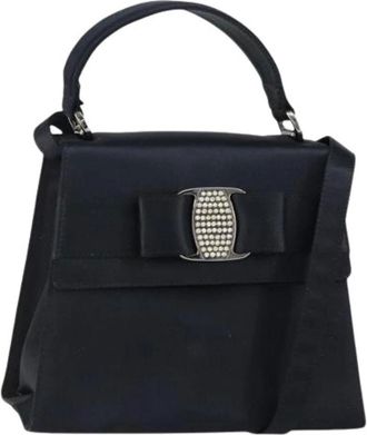 Ferragamo Pre-owned Handbags, female, Black, Size: ONE SIZE Pre-owned Satin Handbag