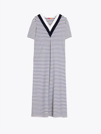 Vilagallo Womens Long Striped Dress In Navy And White