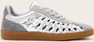 AllSaints Velma Low Top Round Toe Woven Leather Trainers