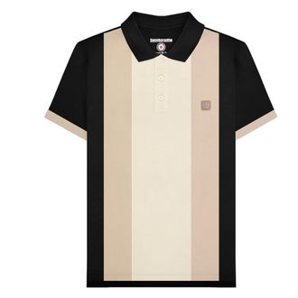 Lambretta Heren Vintage poloshirt met panelen (Zwart)