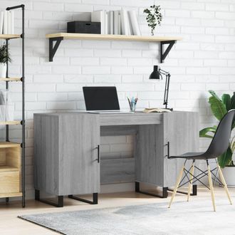 Berkfield Home Desk Grey Sonoma 140x50x75 cm Engineered Wood | Size: 140 x 50 x 75 cm
