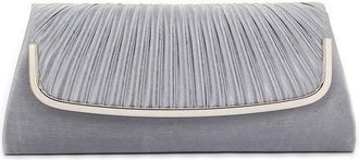 Damara Womens Simple Pleated Satin Clutch Evening Bag,Grey