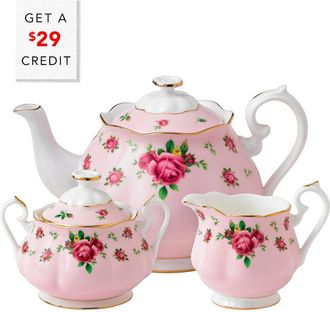 Royal Albert New Country Roses 3Pc Tea Set With $29 Credit