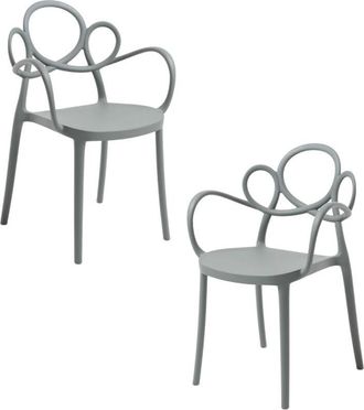 Regalos Miguel Regalos Miguel - Packs Sillas Jardín - Pack 2 Sillas Sky con Reposabrazos - Gris oscuro