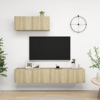 vidaXL Mobili Porta tv 3 pz Rovere Sonoma in Legno Multistrato - Vidaxl