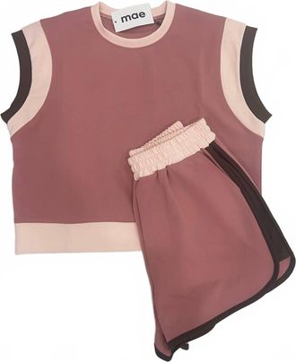Why Dress Color Block Short Set In Mauve