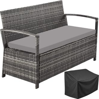 TecTake Banco de jard&iacute;n polirat&aacute;n dos plazas 140x60x75cm resistente impe, gris