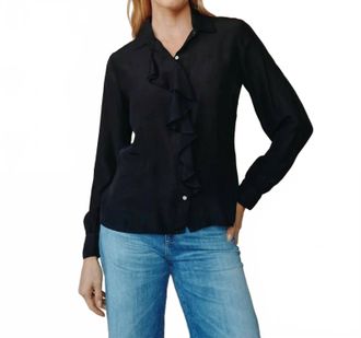 Bella Dahl Ruffle Front Long-Sleeve Shirt In Black