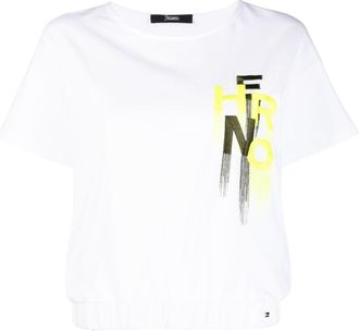 Herno embroidered-logo T-shirt - women - Spandex/Elastane/Polyester/Cotton - 42 - White