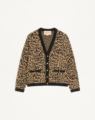Valentino Cardigan Valentino In Lana Con Motivo Jacquard Fauve Eclat Animalier Uomo ANIMALIER XXL