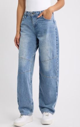 YMI Moto Baggy Barrel Fit Jeans in Pot Hsand Whisk 08L at Nordstrom, Size 13