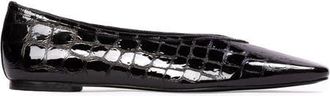 Black Suede Studio Ayra Croc Ballerina in Black Croc Patent Leather at Nordstrom, Size 37.5