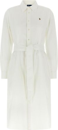 Ralph Lauren White Cory Polo Pony-embroidered Shirt dress