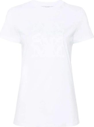 Max Mara Geborduurd Logo Wit Katoenen T-shirt - Dames - T-shirts - Wit - XS - Katoen - Tops