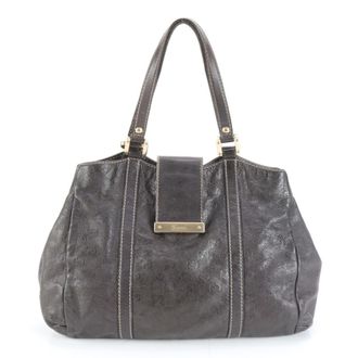 Gucci Brown Leather Handbag Shoulder Bag Tote Bag (Pre-Owned)