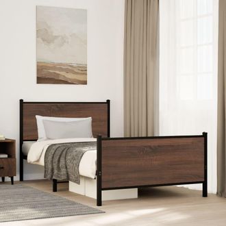 Berkfield Home Metal Bed Frame without Mattress Brown Oak 100x190 cm