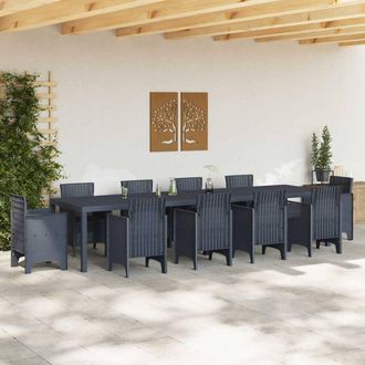 Berkfield Home Garden Table Anthracite 350x100x73 cm Poly Rattan in Dark Grey | Size: 350 x 100 x 73 cm