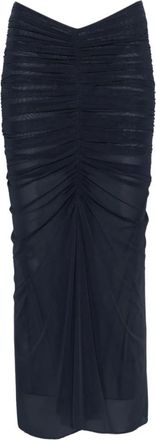 MUGLER Rokken, Dames, Zwart, S, Mesh Stof Geplooide Midi Rok