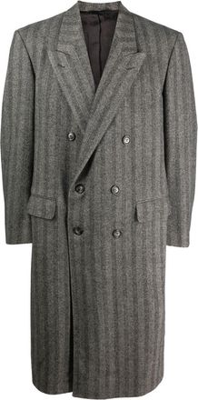 A.N.G.E.L.O. Vintage Cult 2000s double-breasted pinstriped coat - men - Virgin Wool/Cupro - 52 - Grey
