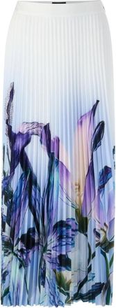 Marc Cain Geplooide Midirok met Lelieprint - Dames - Midirokken - Veelkleurig - L - Polyester - Rokken