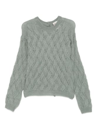 Semicouture Kabelgebreide trui met strikdetail - Grijs