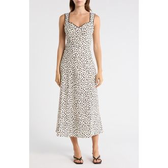 Blu Pepper Ditsy Floral Midi Dress in Cream at Nordstrom Rack, Size Medium