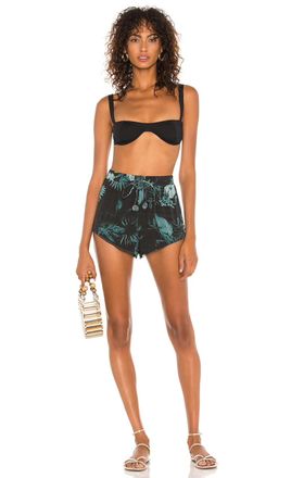 Rococo Sand Black & Green Floral Muslin Echo Shorts Size S