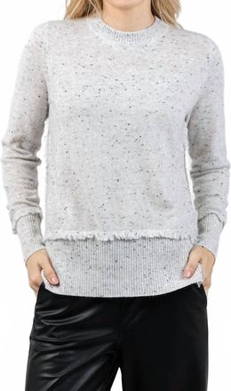 Autumn Cashmere Cashmere Fringe Crew Sweater With Side Slits In Husky