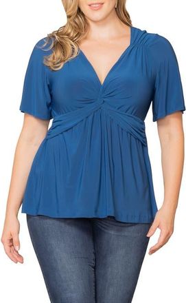Kiyonna Abby Twist Front Top in Aegean Blue at Nordstrom, Size 0X