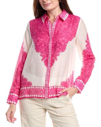 Lilly Pulitzer Kiran Linen-Blend Button Top