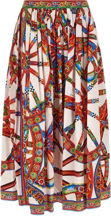 Dolce & Gabbana Multicolor Cotton Midi Womens Skirt