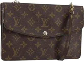 Louis Vuitton Pre-owned Clutches, female, Brown, Size: ONE SIZE Pre-owned Double Rabat Shoulder Bag