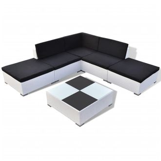 vidaXL Vidaxl Set Divani Da Giardino 6 Pz Con Cuscini In Polyrattan Bianco