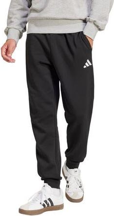 adidas Essentials Feelcozy Fleece Pants in Black/White at Nordstrom Rack, Size X-Large