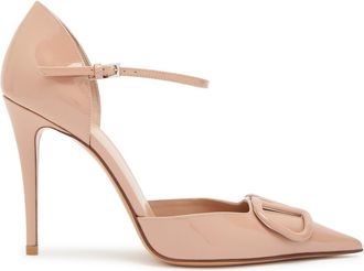 Valentino Dorsay 100 Patent Leather Pumps - Beige