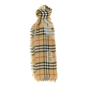 Burberry Accessoires, Dames, Beige, ONE Size, Wol, Wollen en Zijden Sjaal