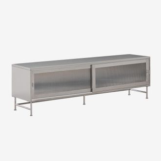 Sklum Mueble Tv 180x40 Cm En Acero Y Cristal Paoline Sklum