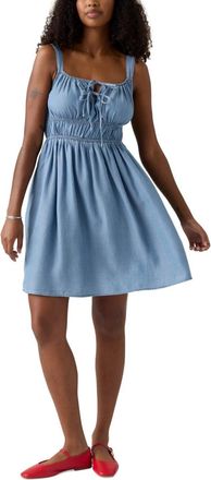 Levi's Ambrey A Line Dress Womens Deep Blue Orchid Cotton Tie Front PALL519