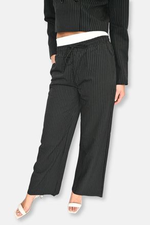 Elan Palmer Pinstripe Pants In Black