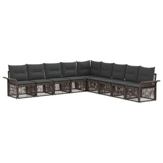 vidaXL Conjunto De Sof&aacute;s De Jard&iacute;n 9 Pcs Gris Rat&aacute;n Sint&eacute;tico Vidaxl