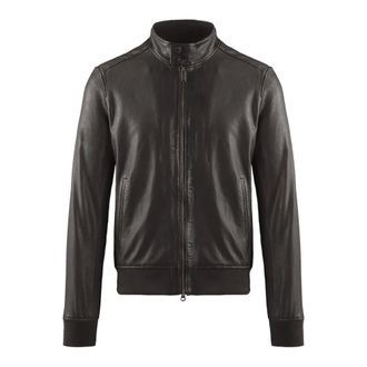 Bomboogie Leather Jackets, male, Brown, Size: 2XL Friz Leather Bomber Jacket