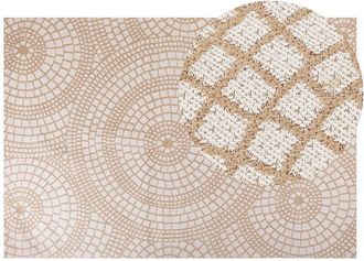 Beliani Beliani - Alfombra De Yute Beige Blanco 200 X 300 Cm Patr&oacute;n Geom&eacute;trico Tejido Plano Ariba