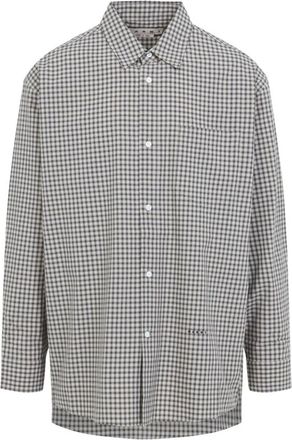 Marni Micro-ruit Shirt - Heren - Casual Overhemden - Grijs - XL - Katoen - Overhemden