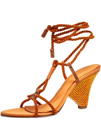 Sergio Rossi rope-detail ankle-wrap sandals - Orange