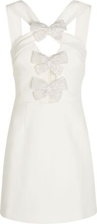Rebecca Vallance Hermoine Bow-embellished Crepe Mini Dress - Ivory - 12 (UK12 / M)