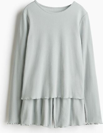 H&M Pyjama mit Pointellemuster - Turquoise