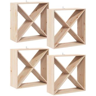 vidaXL Wine Rack 4 pcs Natural 62 x 25 x 62 cm Solid Pine Wood vidaXL